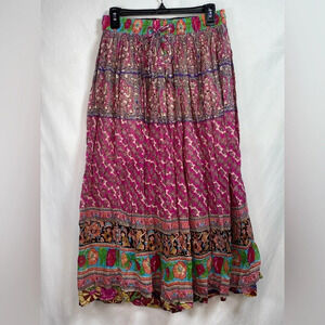 Daksh Multi Colored Pink/Purple Bohemian Skirt in Size Small.